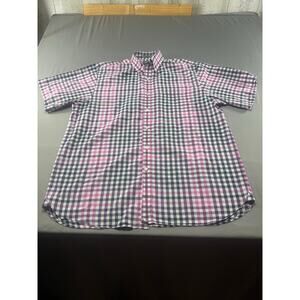 Daniel Cremieux Men’s L Short Sleeve Button Down Shirt Plaid Pink Purple Black